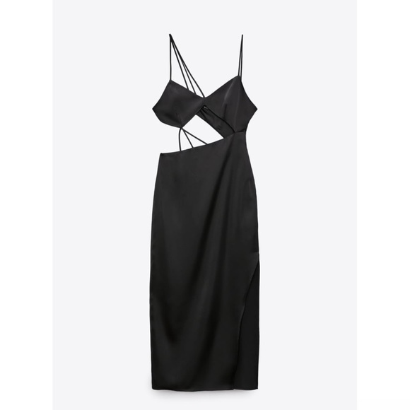 Zara Black Asymmetric Midi Dress - Picture 17 of 17